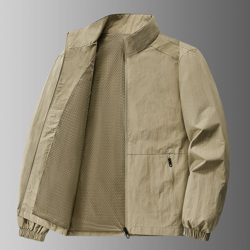 2025春秋大码立领男士夹克户外纯色工装外套气质帅气简约大方上衣