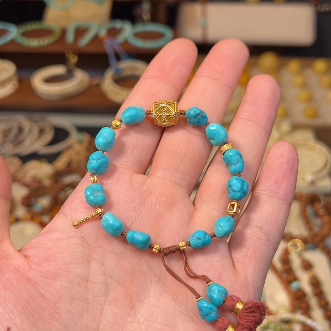 绿松石未镶嵌手链玉化料高瓷高蓝原矿绿松石