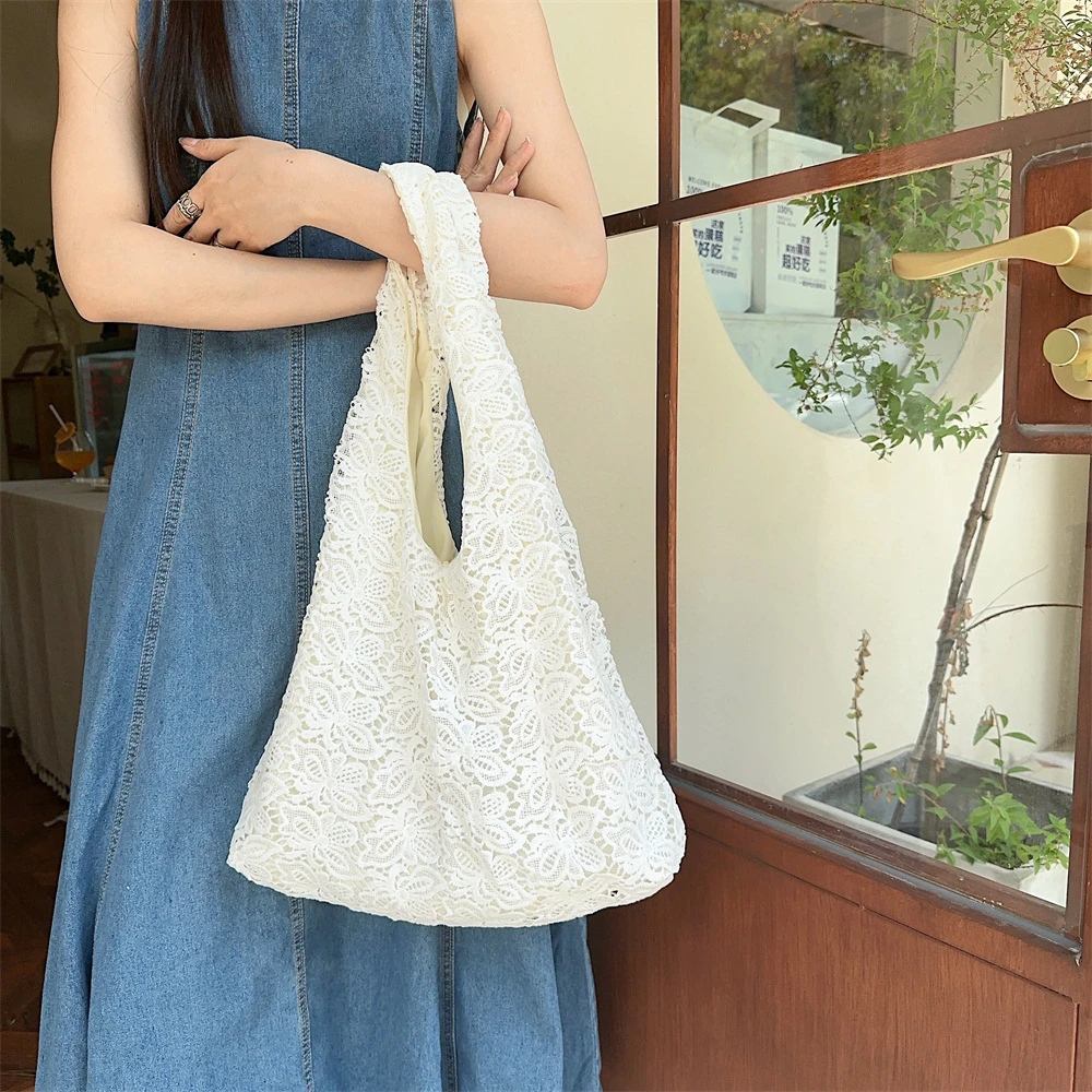 田园风女包包蕾丝夏天温柔仙气大容量单肩包通勤腋下斜挎包