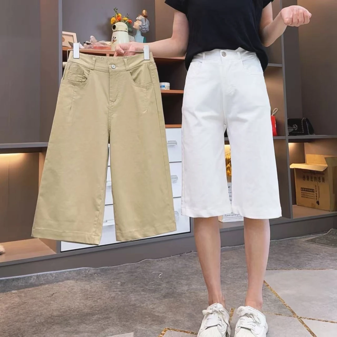 半松紧高腰高弹休闲牛仔裤女2025夏季新款百搭显瘦遮肉减龄六分裤