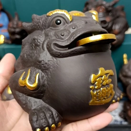茶宠紫砂进宝灵蟾茶宠摆件