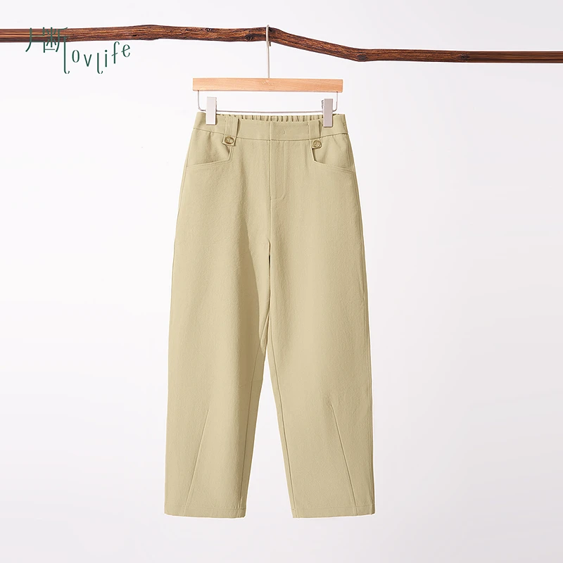 片断休闲裤女新款高腰显瘦梨型身材通勤时尚百搭直筒裤
