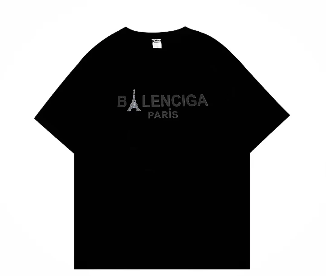 【18号链接-铁塔】纯棉260克重磅时尚T恤夏季百搭休闲潮流硅胶钻塔