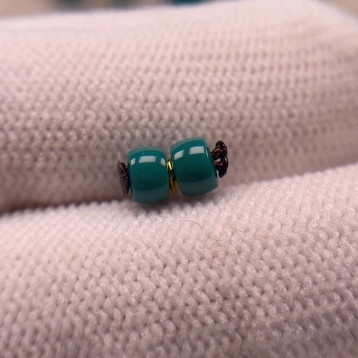 未镶嵌绿松石珠宝奇石直切对珠4.5mmAA602