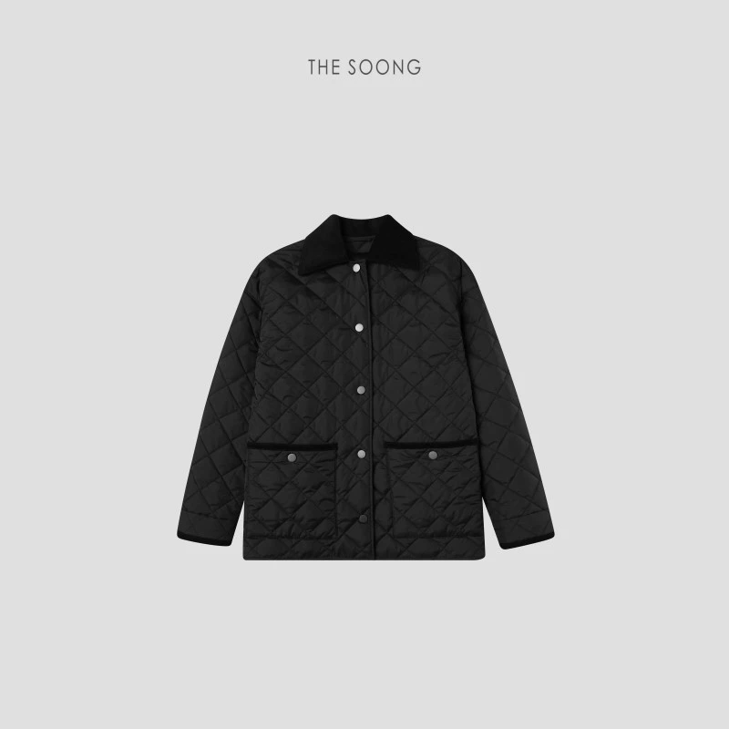 THESOONG|"线性美学"经典定距压线菱格灯芯绒翻领棉服外套WWT7513