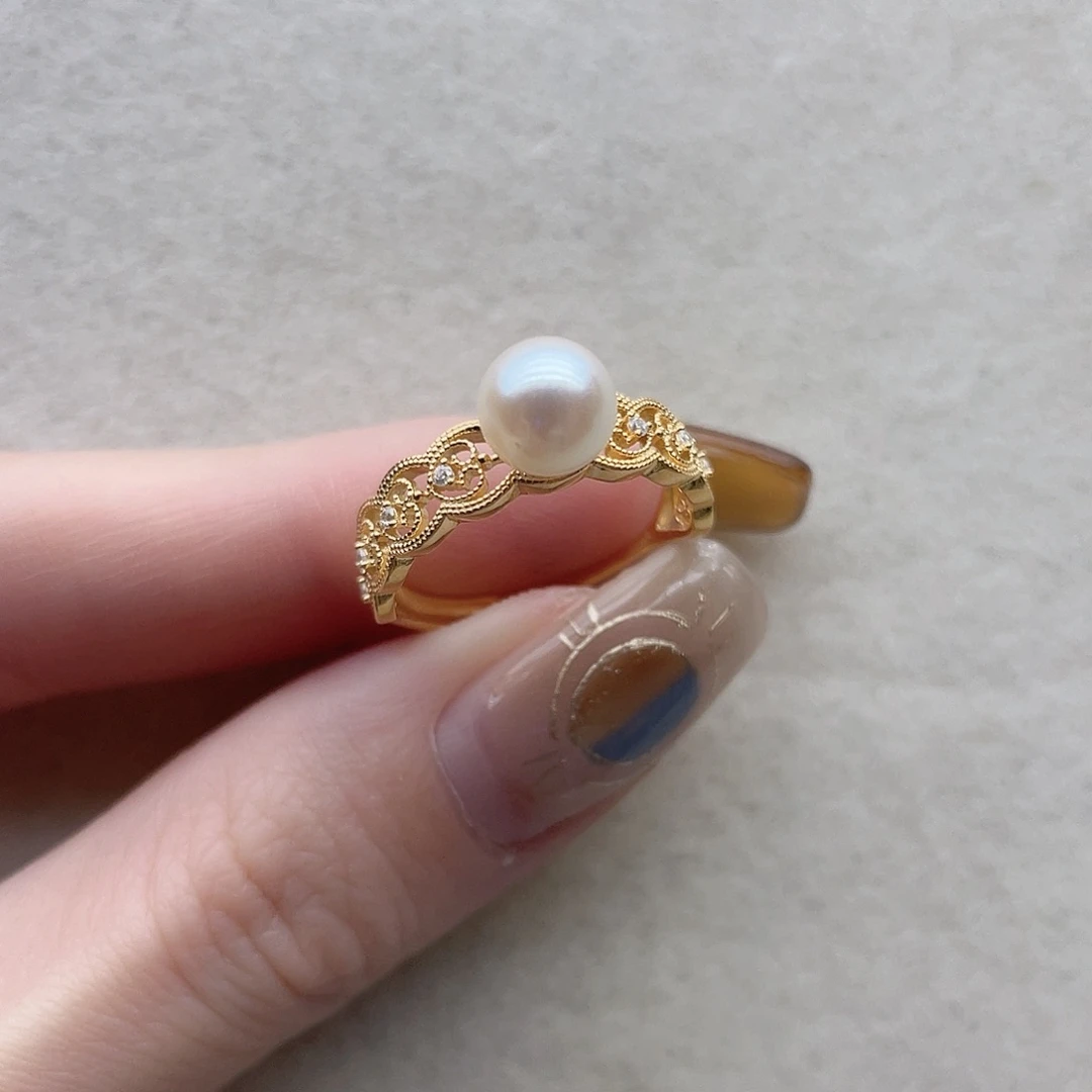 戒指37银S925镶嵌海水珍珠