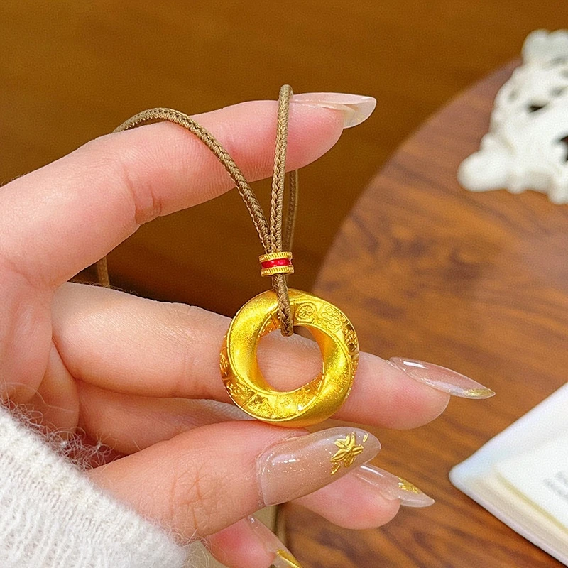 铜吊坠 新中式古法时来运转麻将平安扣女款吊坠时尚百搭项链