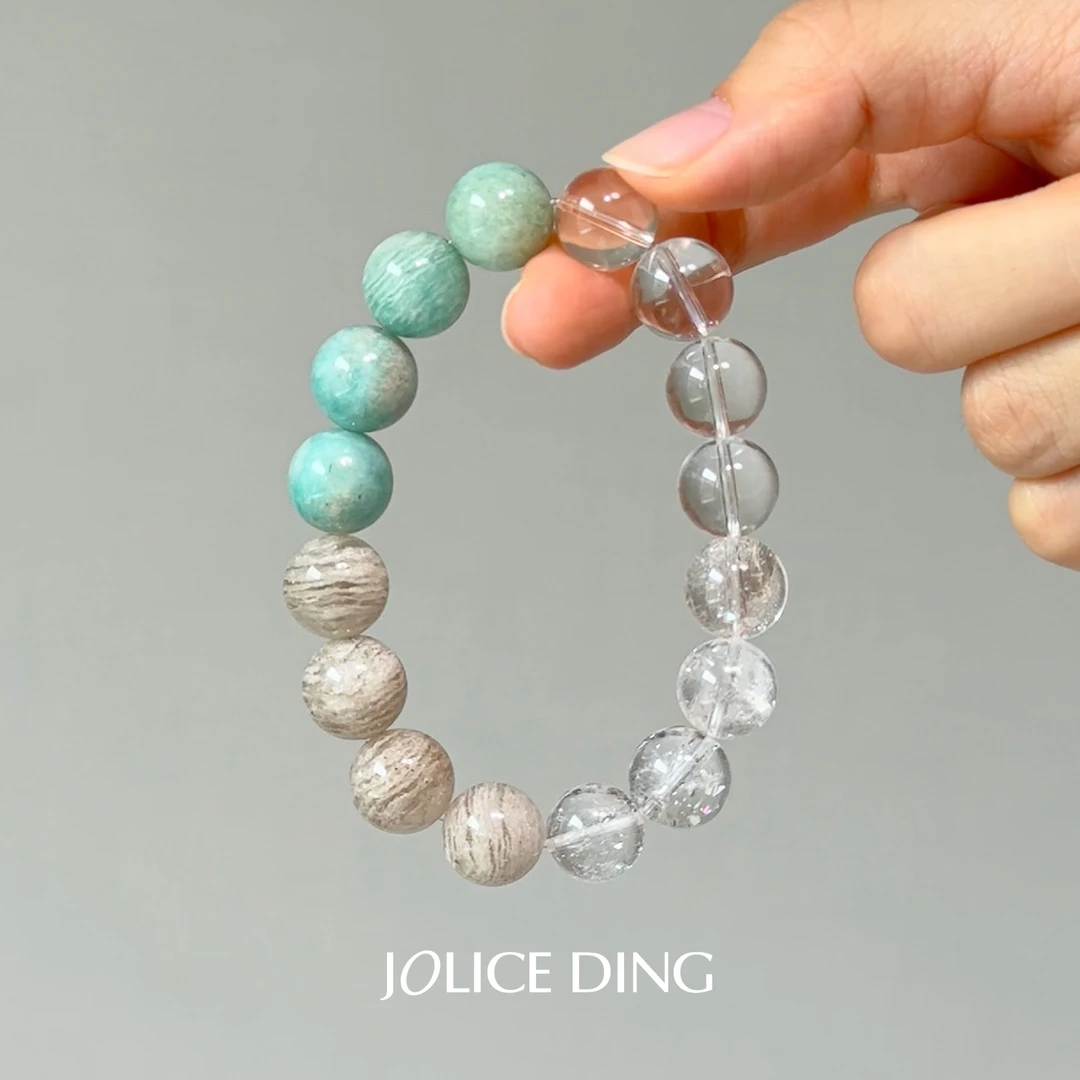 【松月】JOLICE DING干层幽灵+白水晶+天河石+雪花幽灵水晶手串