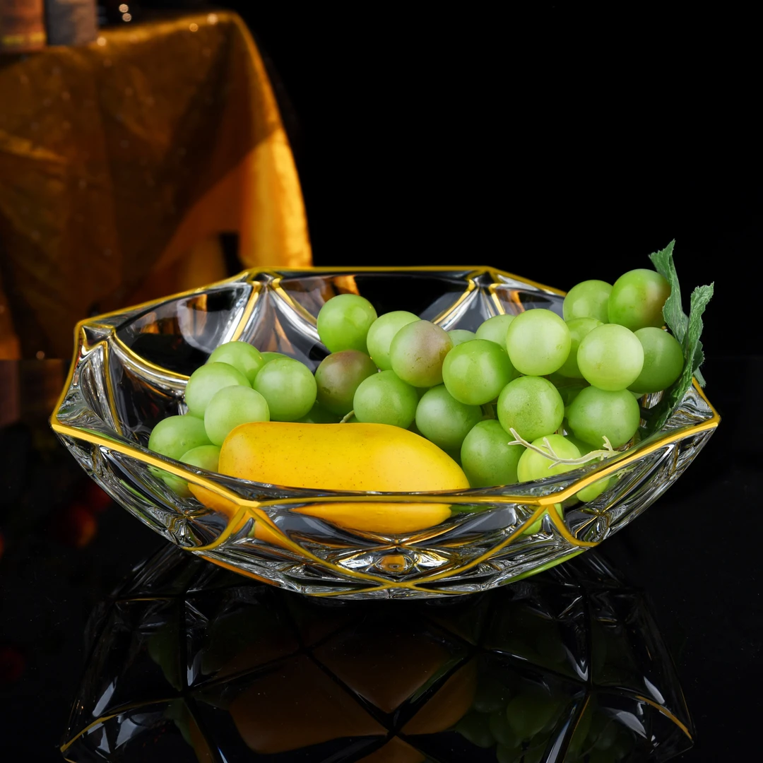 【金像】D330菱块系列x纹果盘 描金线