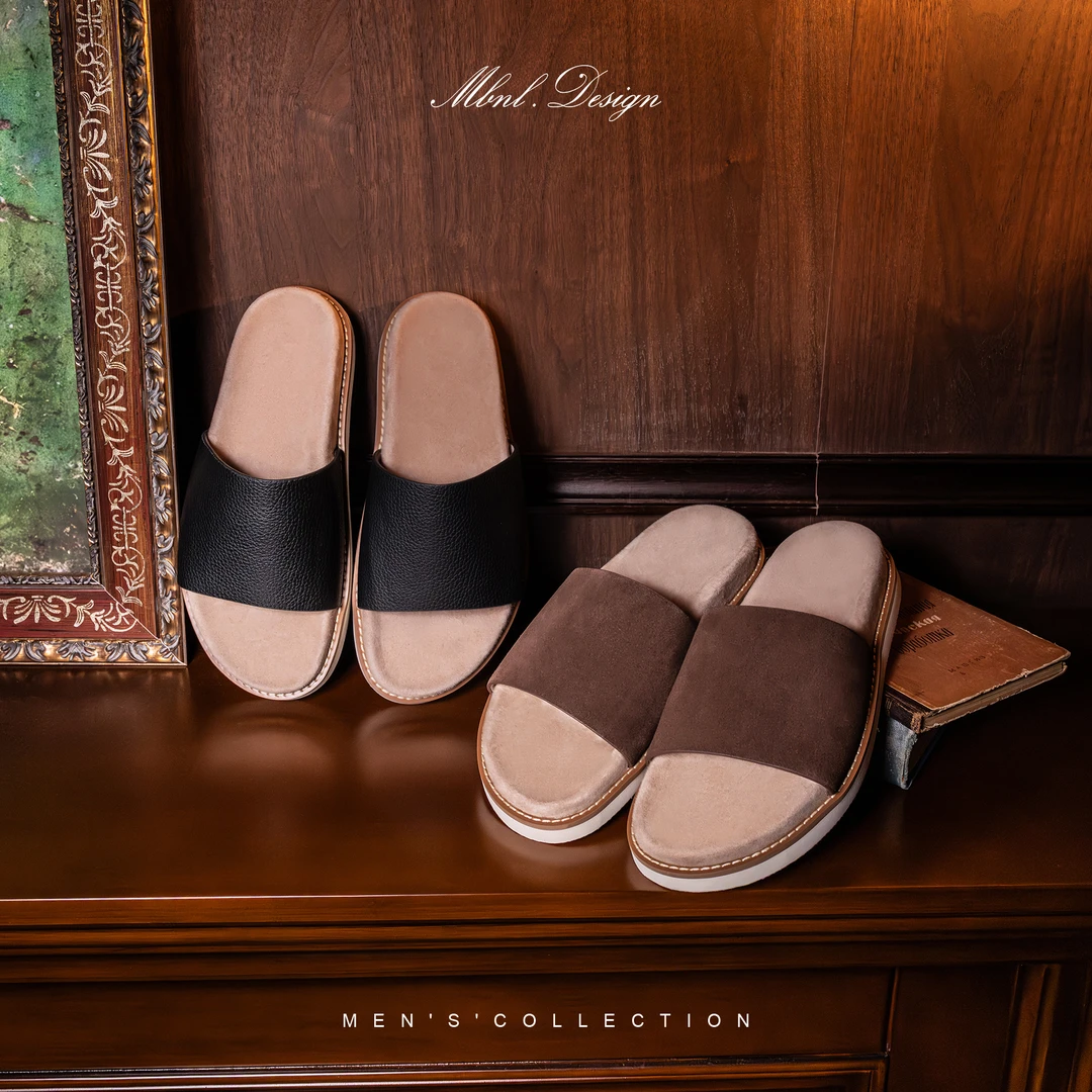 MBNL-F「懒风集」秦磊男装意式顶奢反绒牛皮一字拖拖鞋LL-WXZ9010