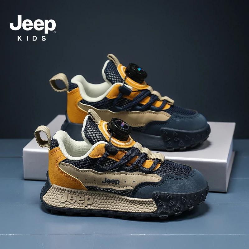 jeep女童网面运动鞋春秋儿童透气鞋子秋季防滑软底男童休闲跑步鞋