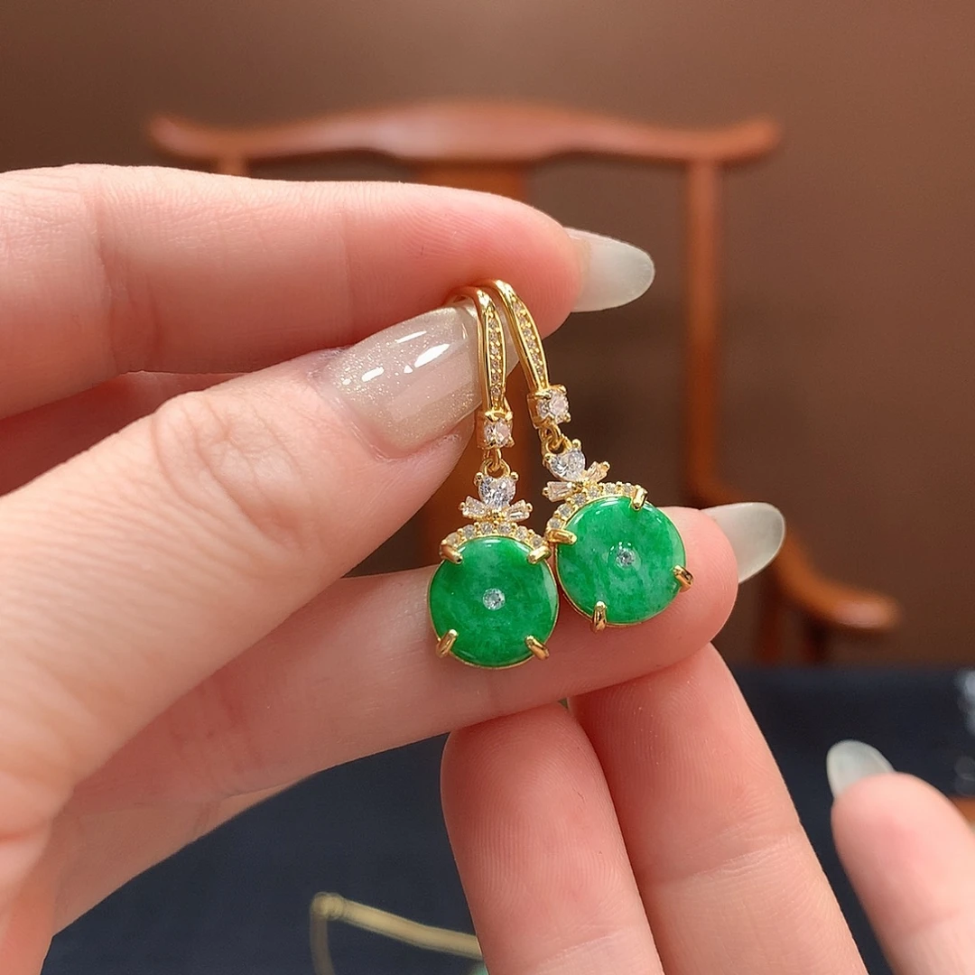 翡翠银S925镶嵌耳饰