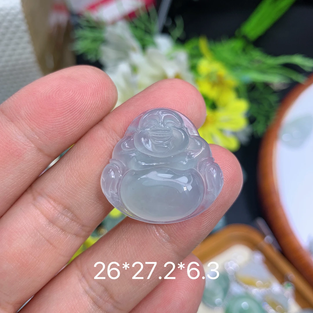 天然缅甸翡翠A货冰种佛公路吊坠种老水足气质百搭精雕精美百