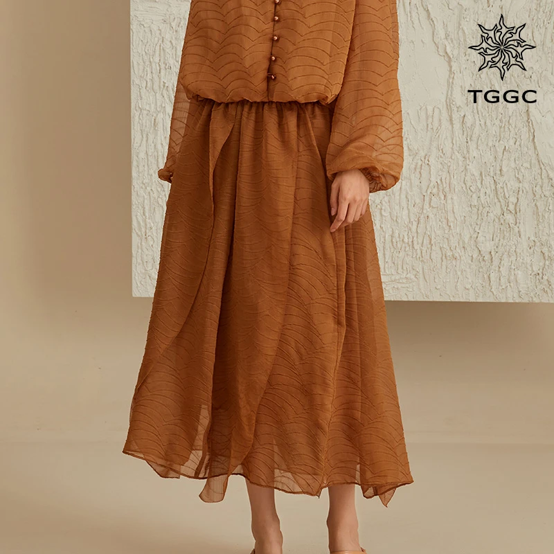 台绣【落日】深色女士长半裙K37537/KA37537