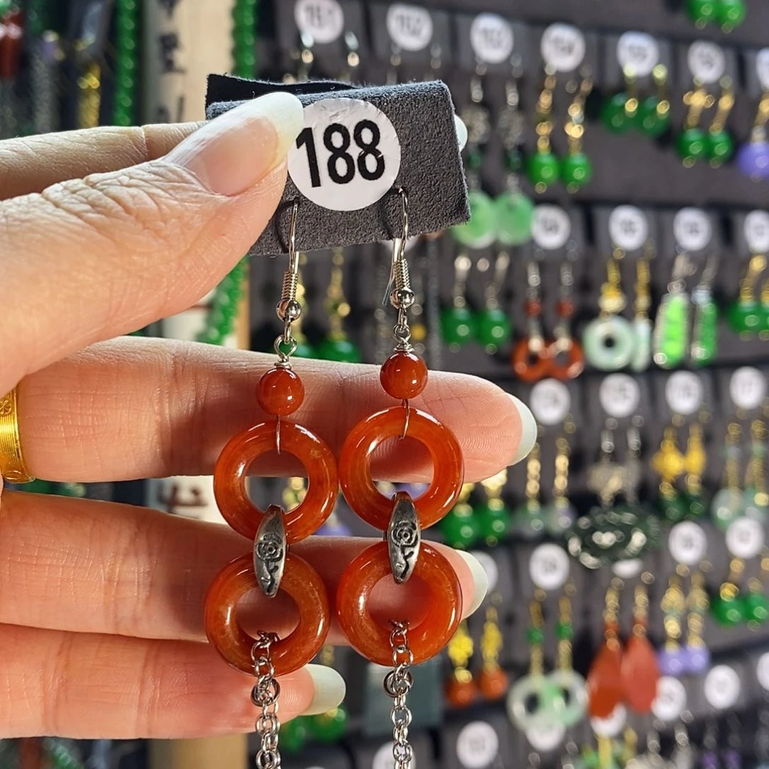 银S925镶嵌翡翠耳饰188