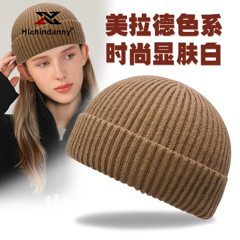 HICHIN保暖针织帽女男秋冬美拉德羊毛瓜皮冷帽短款毛线帽街舞美式
