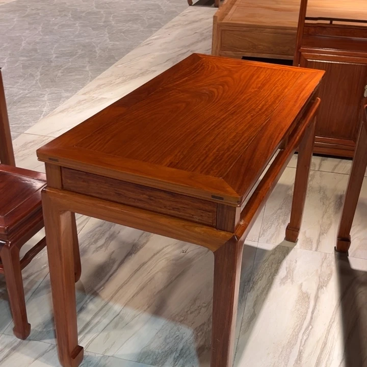 紫檀木类端景台黑*缅花小书桌3件套