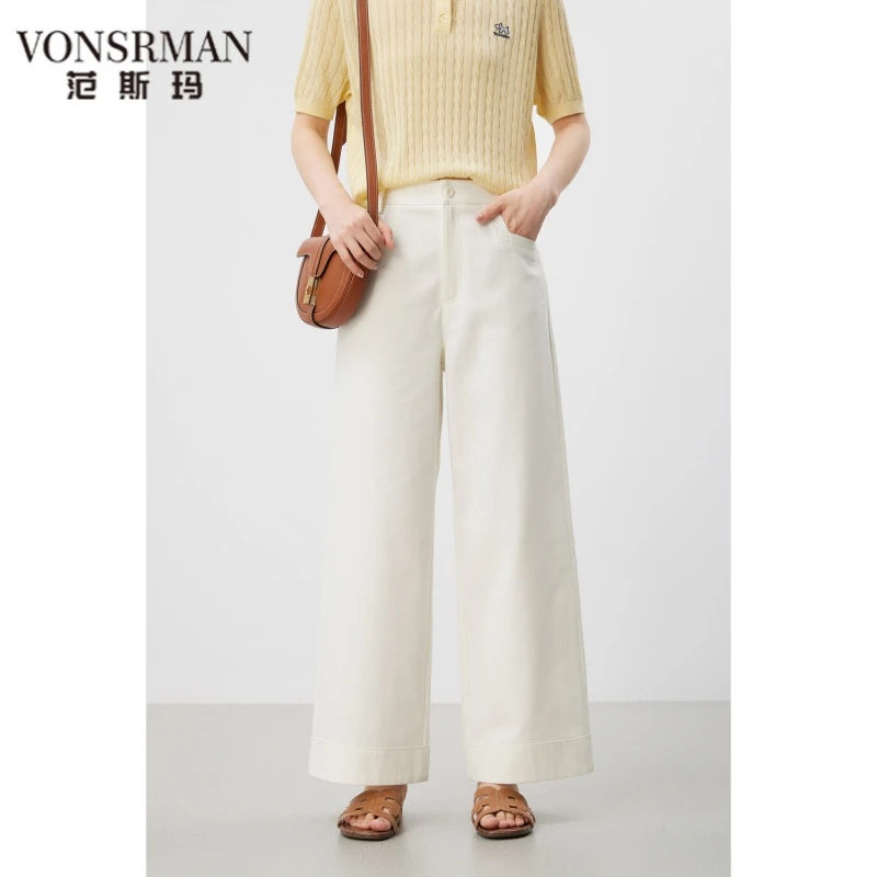 2025新款时尚好看气透气莱赛尔棉百搭简约高腰宽松休闲裤VONSRMAN