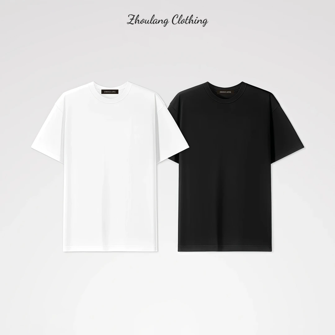 260克重磅空气层免烫纯色净版索罗娜圆领宽松版极简风男士短袖T恤