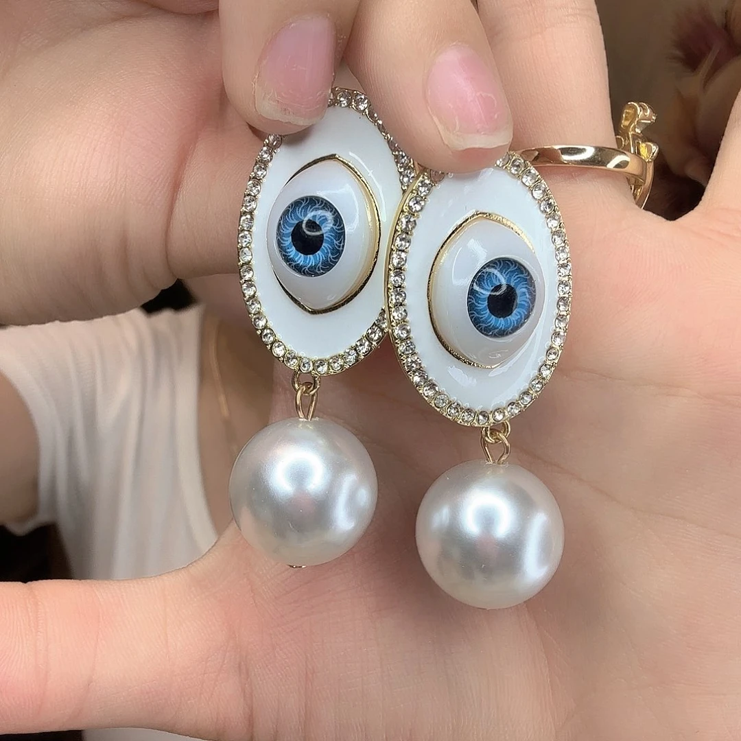 铁合金合金锆石眼睛耳环000