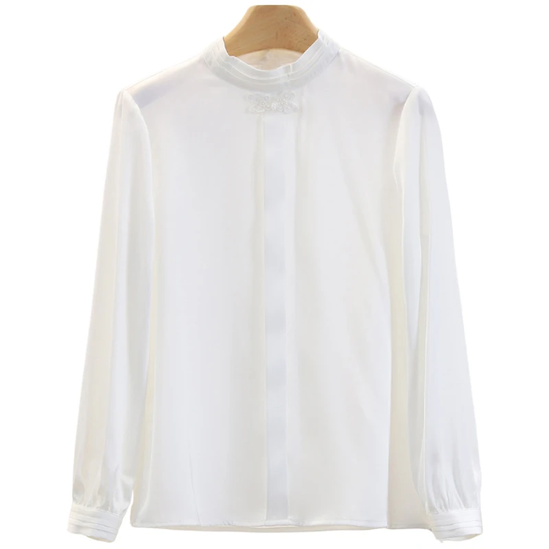 F1142-【惠】中式盘扣立领宽松纯色衫#WQB55S007