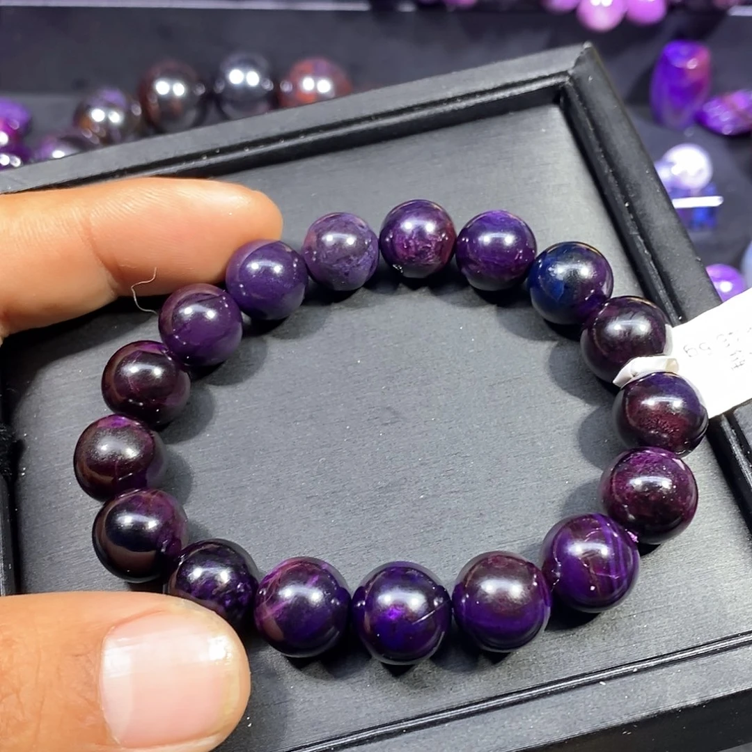 苏纪石（舒俱来）未镶嵌南非舒俱来老油帝王紫圆珠单圈12mm
