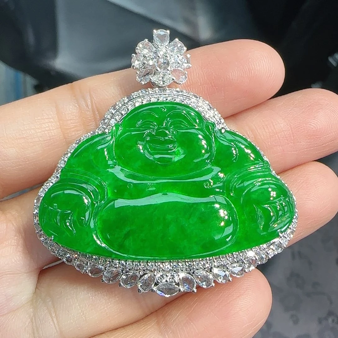 翡翠吊坠(不含链)18K金镶嵌