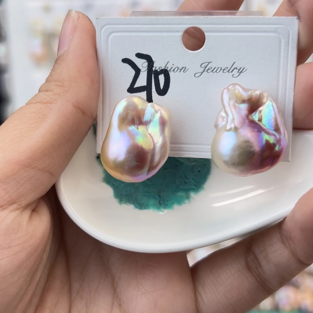 淡水珍珠耳饰银S925镶嵌