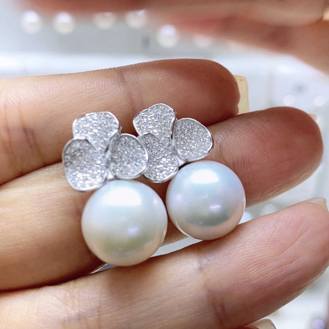 淡水珍珠耳饰银S925镶嵌