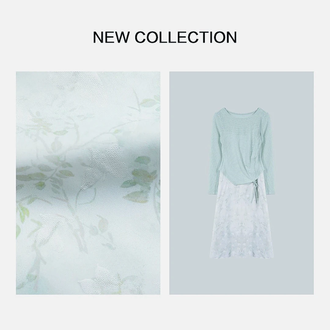 【小依专享】D1F28065新款优雅束结装饰短袖女夏季百搭套装-8065