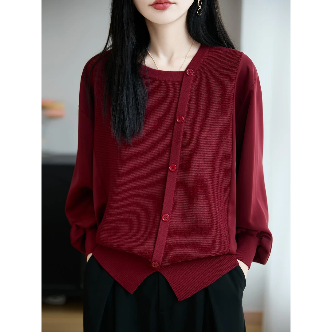 大码女装胖mm春秋女士毛衣遮肚子显瘦上衣2025新款早秋针织打底衫