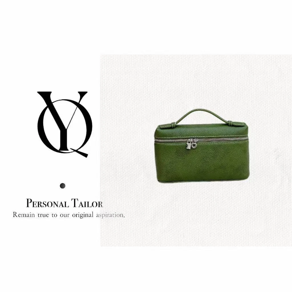 YUQIAO/【Extra bag】18cm双拉链开合福宝马鞍皮饭盒包绿色 YQ089