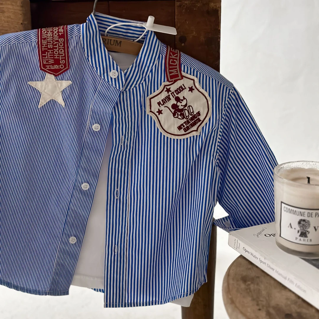 衬衫2025春季新品男女童长袖男童日系童装男童衬衣