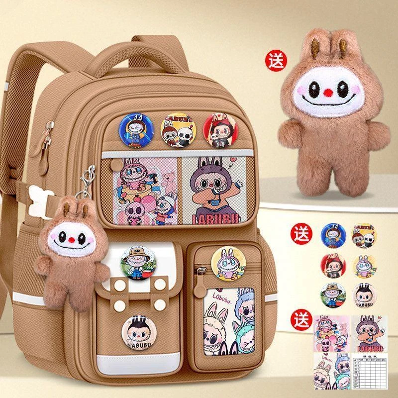 2025新款拉布布书包小学生男女孩1-6年级减负护脊labubu联名儿童3