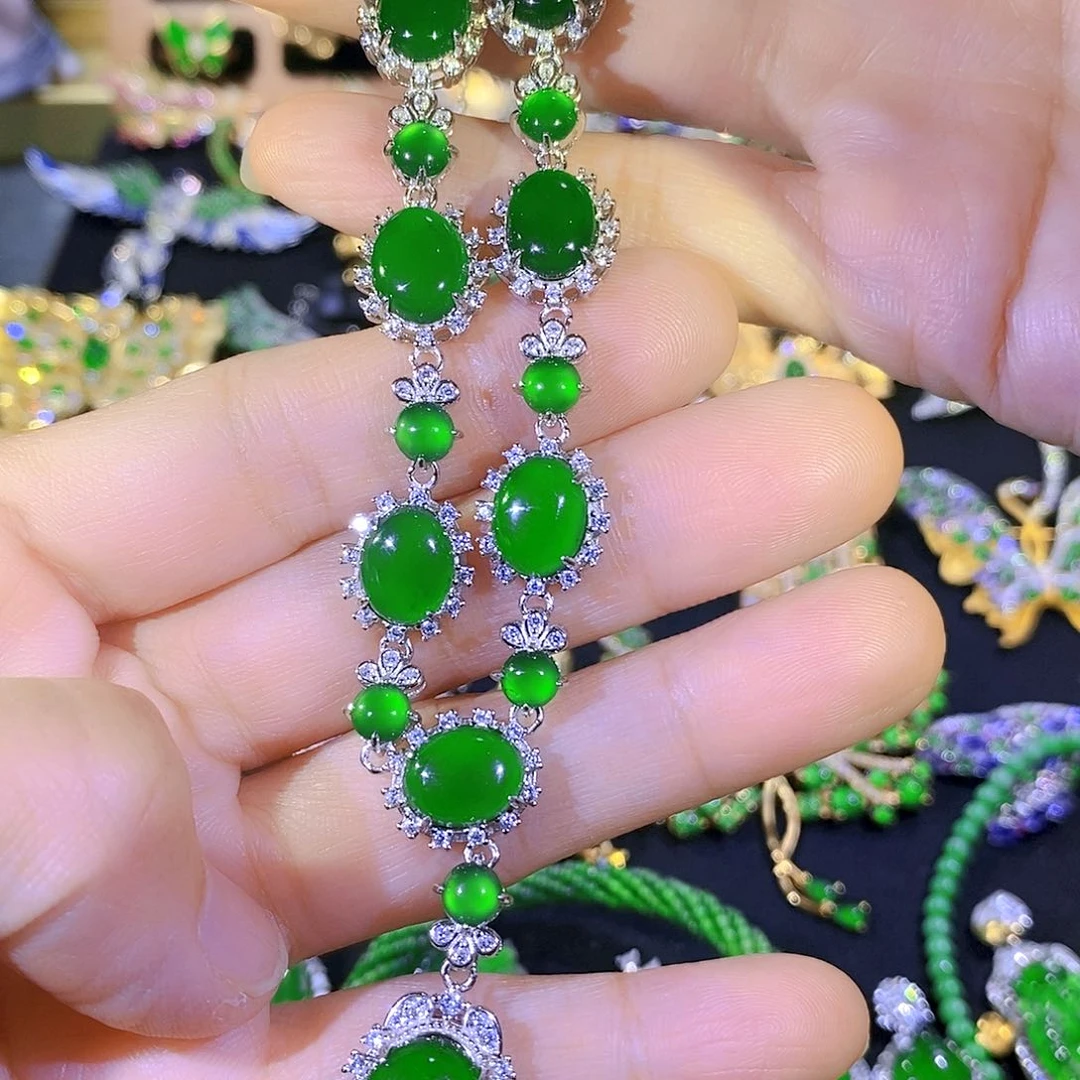 吊坠(不含链)银S925镶嵌翡翠