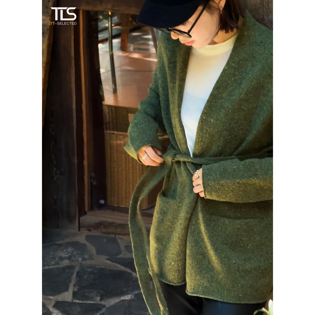 TT【牛油果】重磅716g澳洲美丽奴羊毛慵懒中长款毛衣外套MY5090