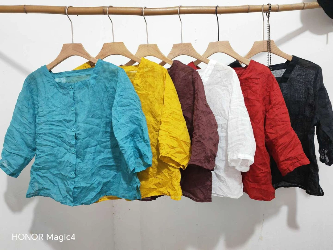 麻苏苏原创  文艺复古个性苎麻方领短袖小开衫（胸围112长55）