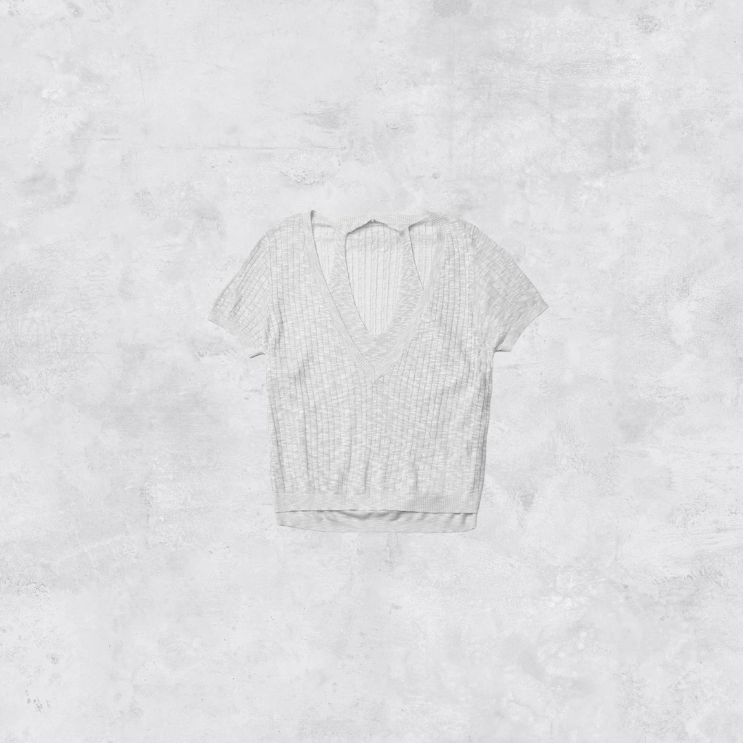 DEDM•STUDIO/气质针织透气V领显瘦百搭纯色T恤上衣2504TX/C0319