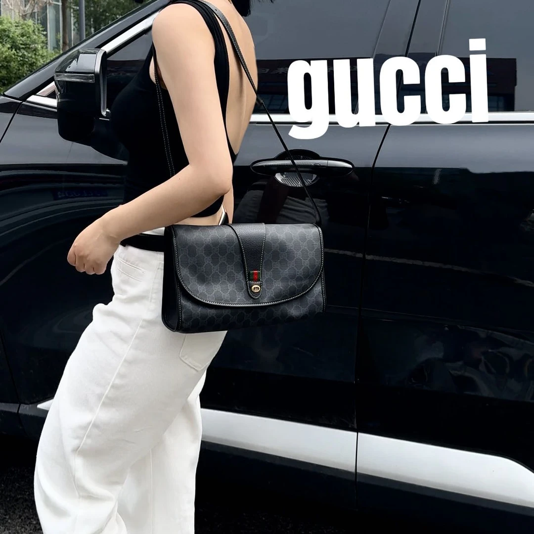 修复品618691/GUCCI/古驰op系列黑金信封包配皮换新