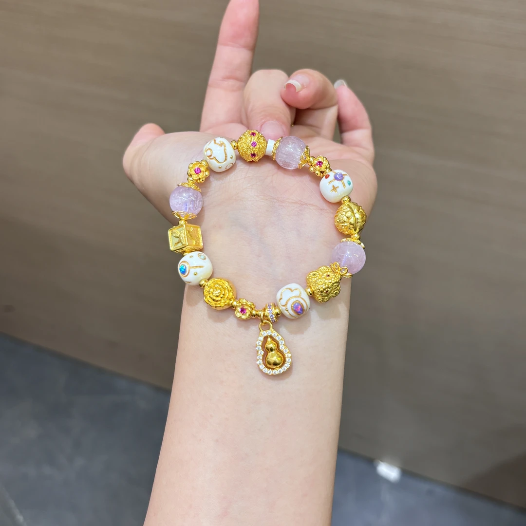 【菠萝珠宝】足金999  提溜葫芦搭配文玩手串 金重：27.33克