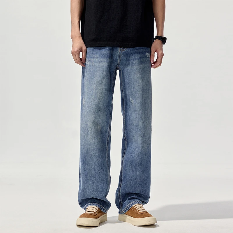 8520春秋季长裤水洗立体剪裁无弹牛仔裤百搭日系美式做旧