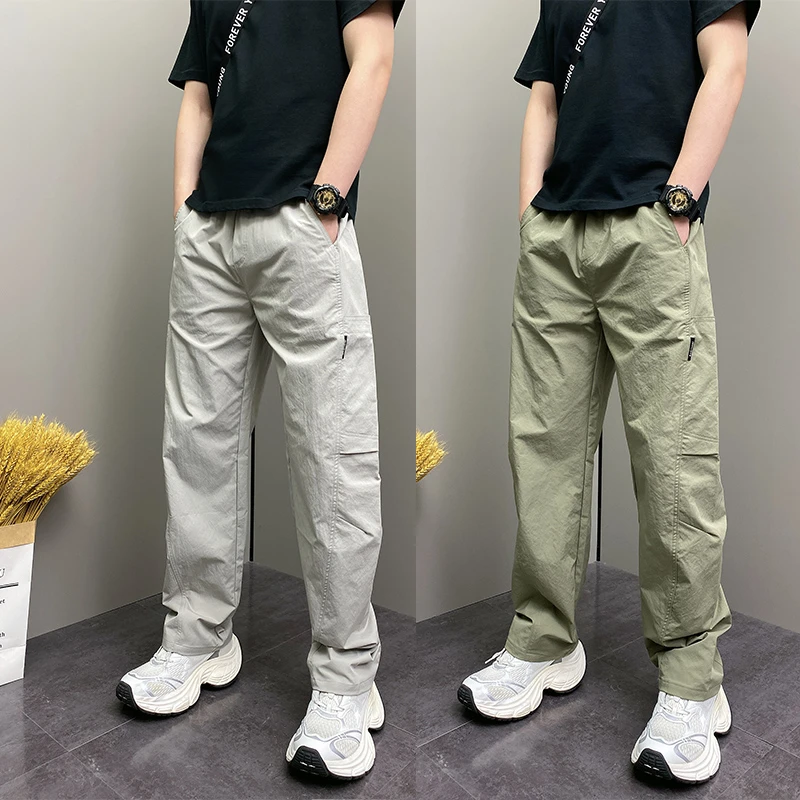DOEA夏季薄款痞帅宽松哈伦裤青年男士休闲直筒阔腿原创ins长裤子
