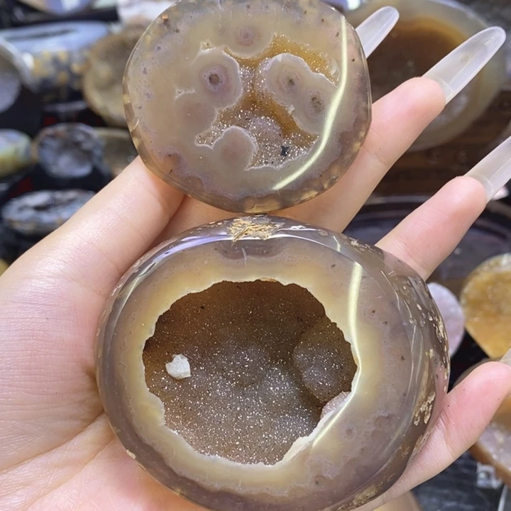 未镶嵌珠宝半成品紫晶黄啵啵奇石盆