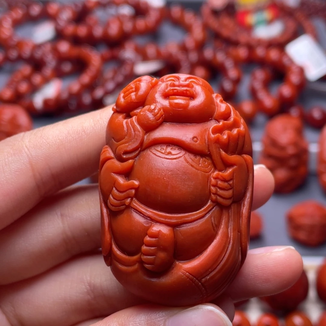 南红玛瑙其他未镶嵌精工瓦西柿子红财富双全吊坠