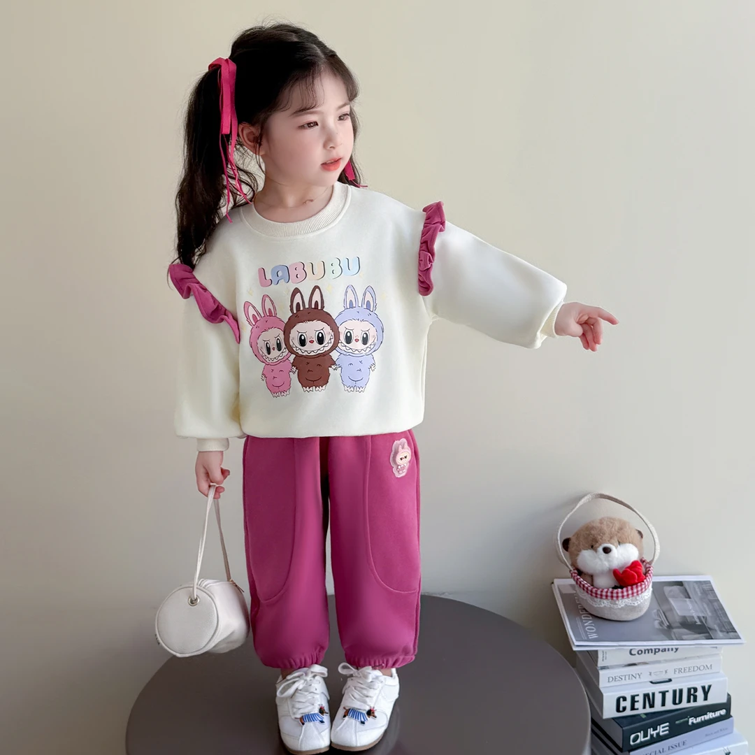 女童拉布布套装秋装2025新款儿童卡通卫衣洋气女宝休闲运动两件套