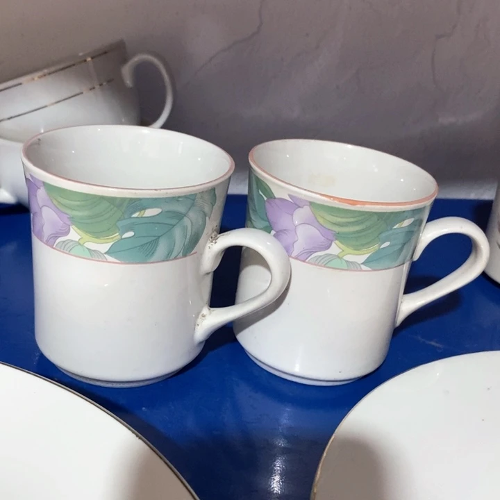 瓷片强化瓷茶杯一对