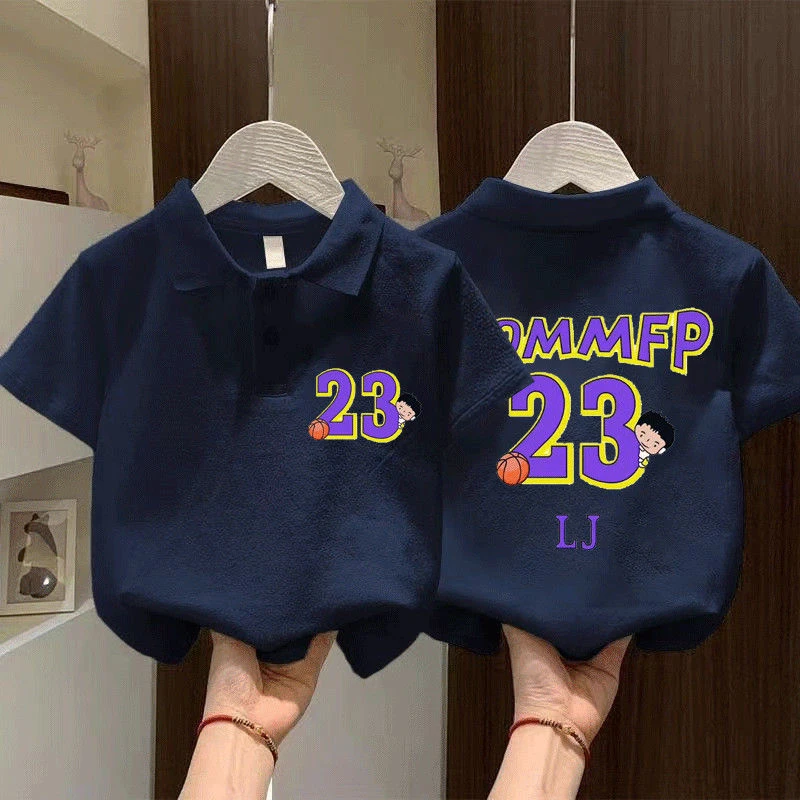 新款2025夏季男女童百搭polo短袖纯棉儿童印花T恤宝宝洋气上衣潮t