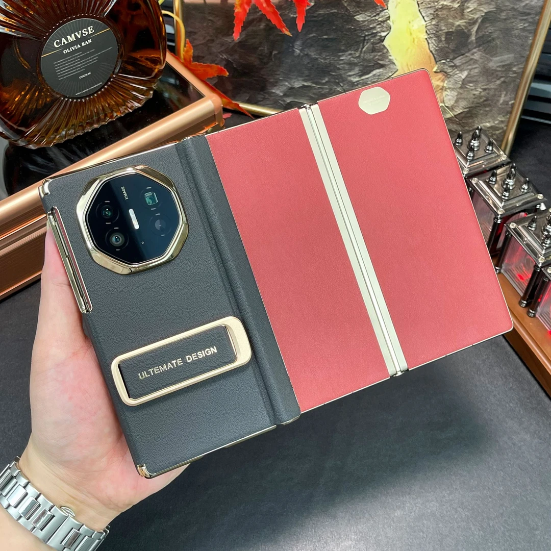 适用华为MateXTs三折叠屏手机壳XT真皮全包防摔腕带支架保护套男