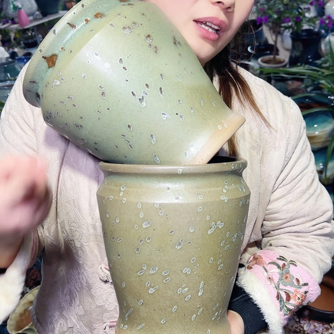 紫砂花盆高21口18