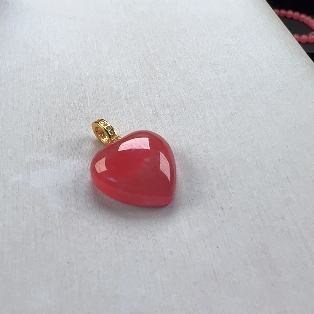 银S925镶嵌菱锰矿（红纹石）吊坠(赠链)毯*